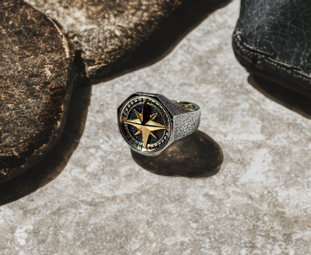 Metal Compass Signet Ring image 2