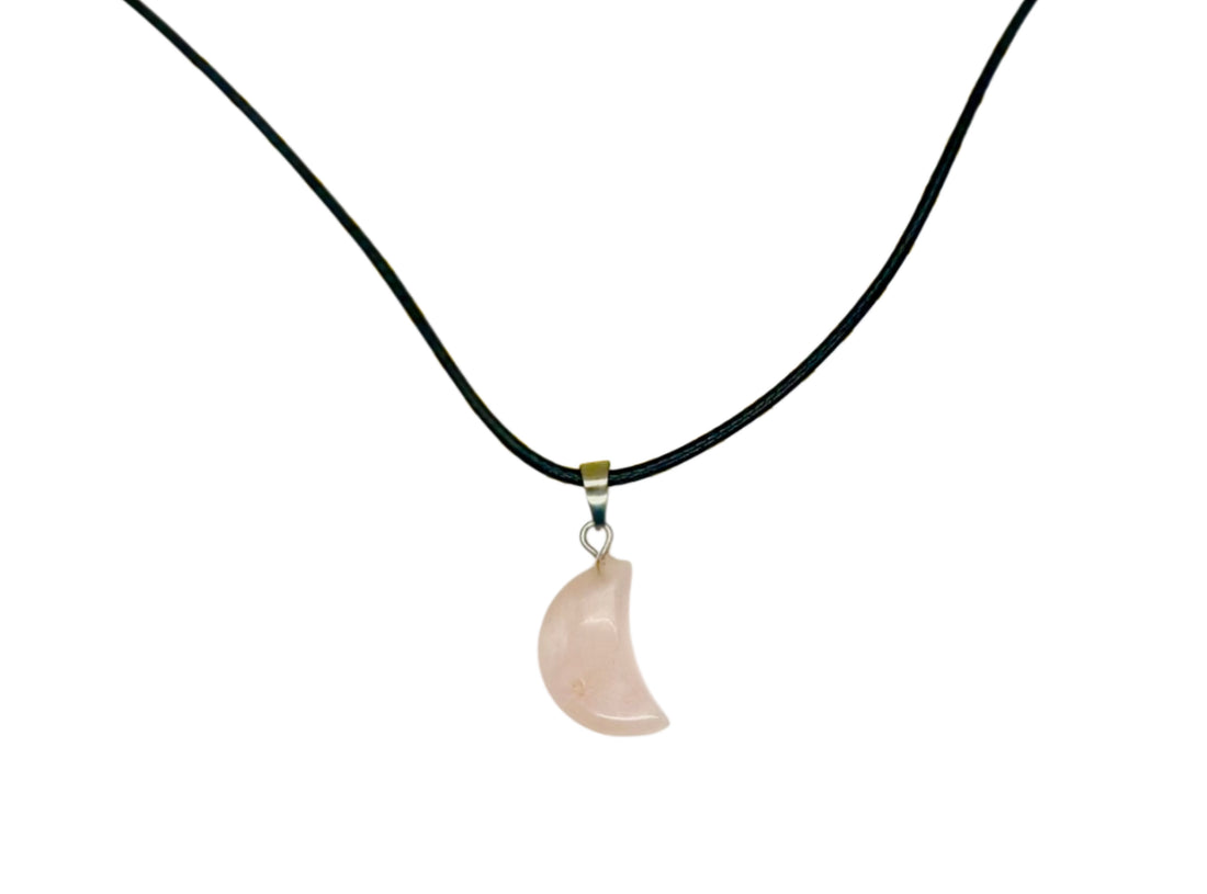 Rose Quartz Moon Crystal Necklace image 0