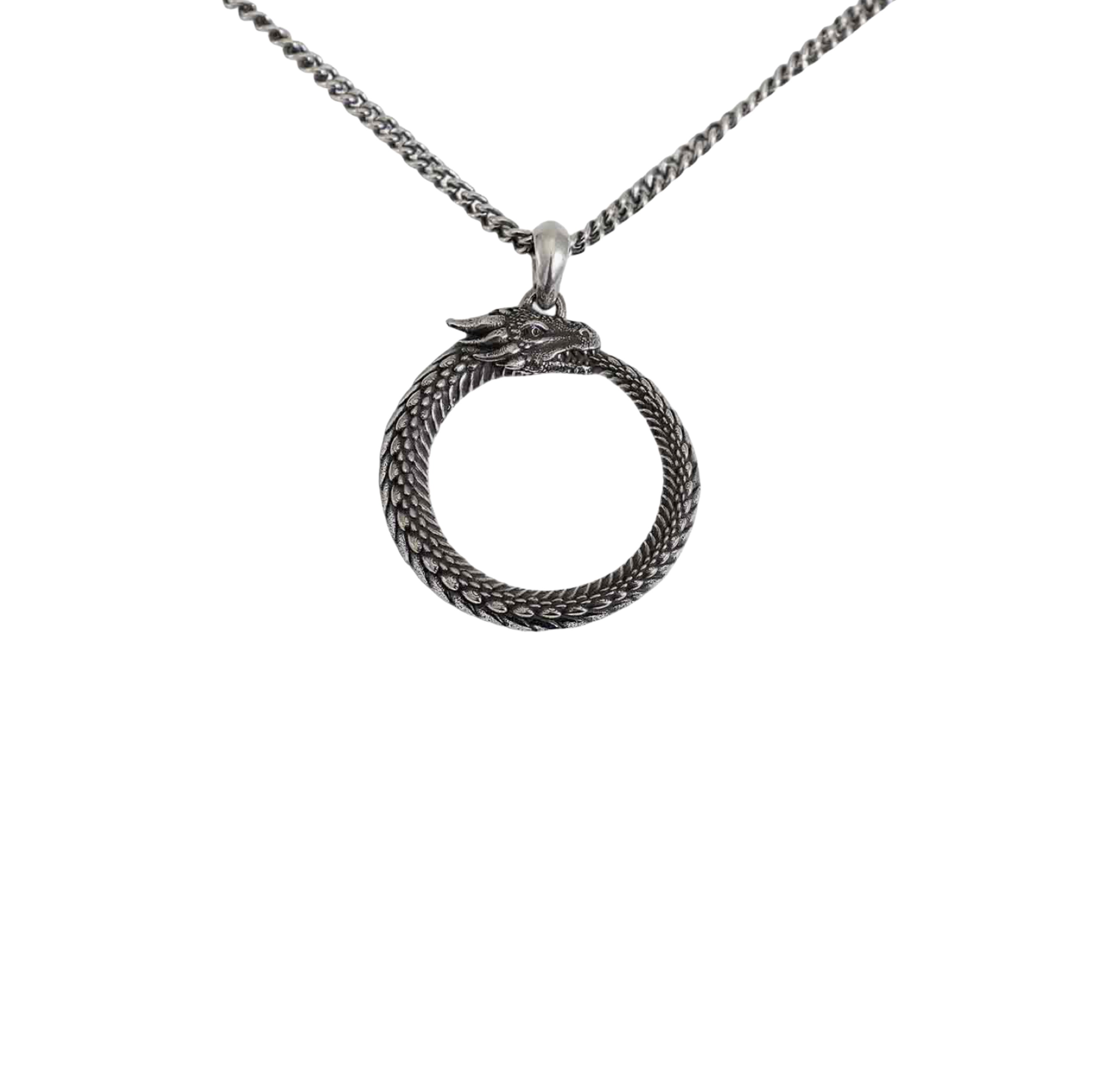 Sterling Silver Dragon Ouroboros Necklace