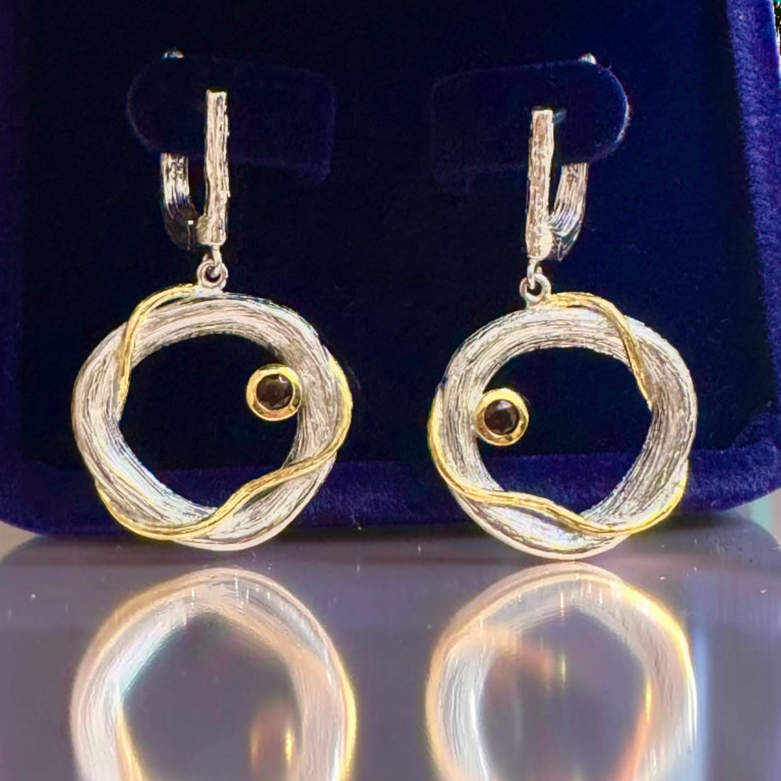 Golden Orbit Garnet Earrings