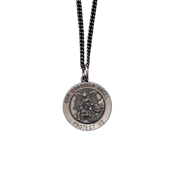 Guardian Angel “Protect Us” Necklace (Oxidized)