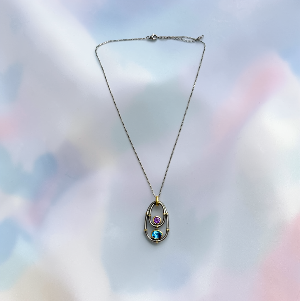 Cycles of Life Amethyst & Blue Topaz Necklace