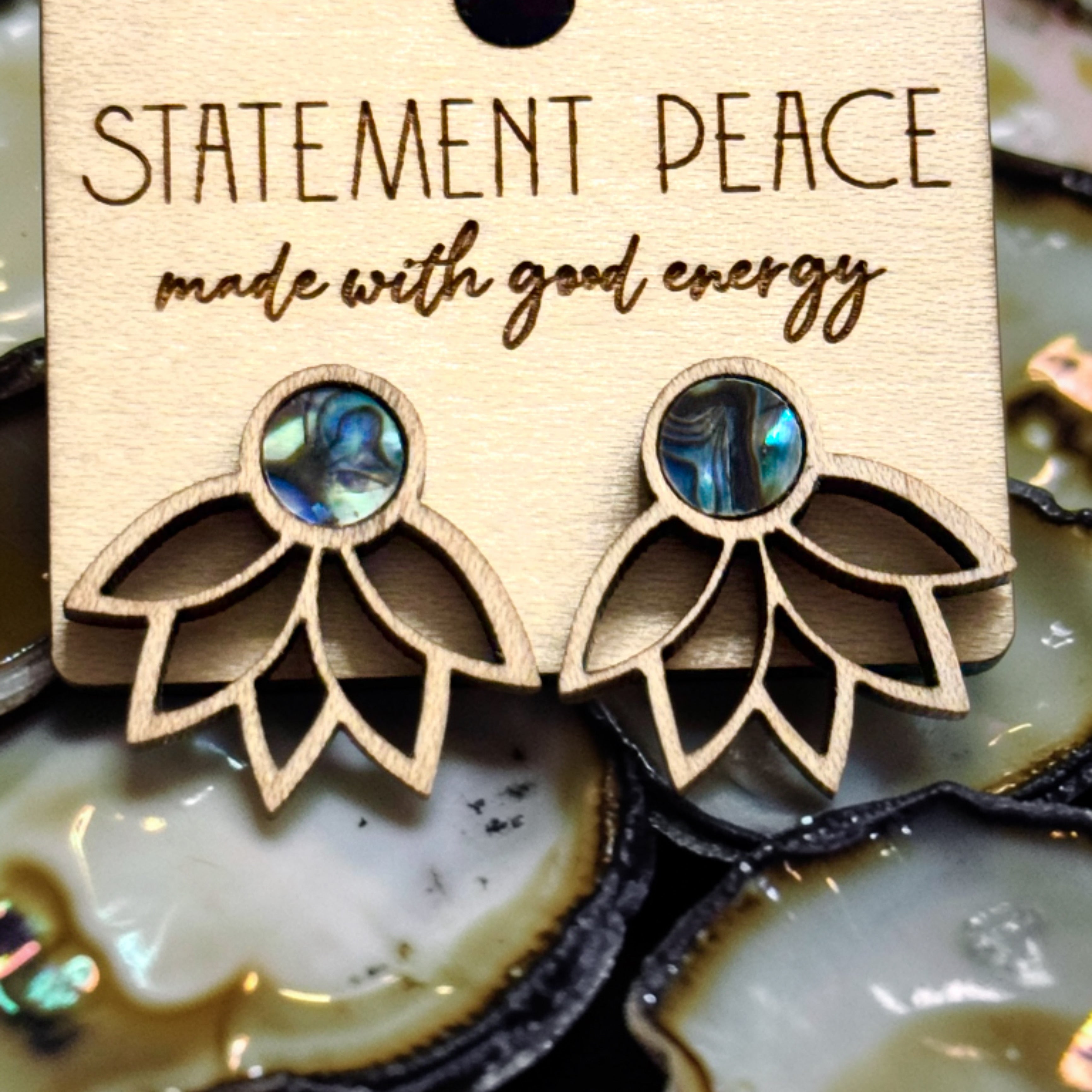 Lotus Abalone Stud Earrings