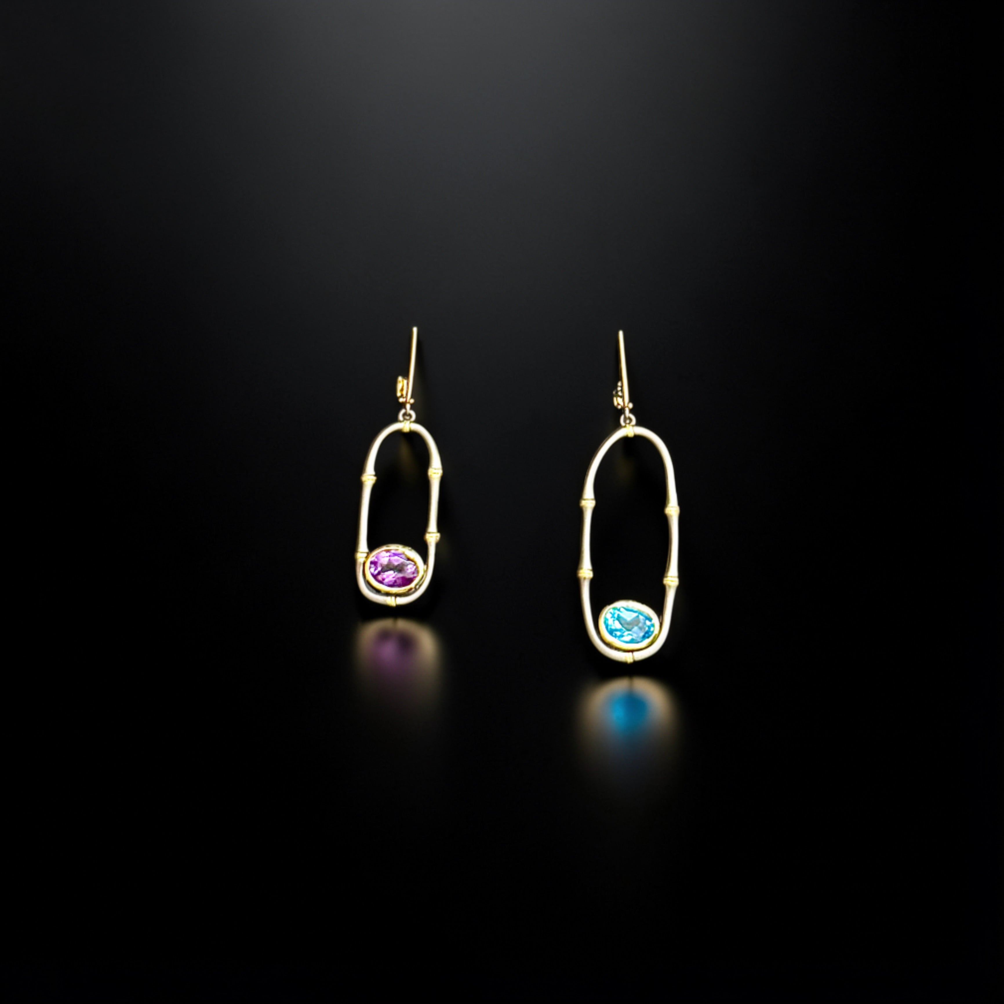 Cycles of Life Amethyst & Blue Topaz Asymmetrical Earrings