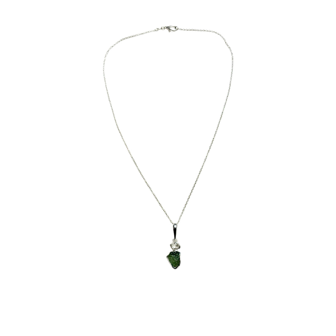 Moldavite & Herkimer Diamond Gem Necklace