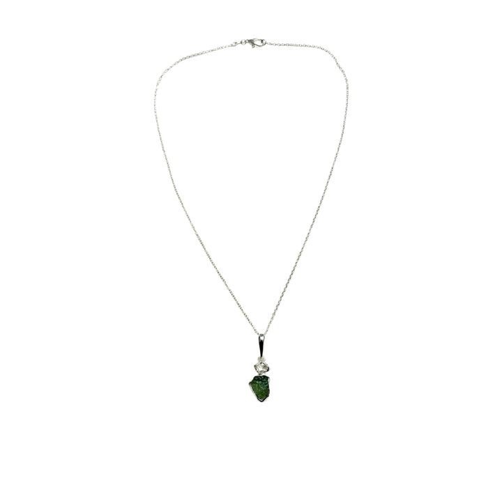 Moldavite & Herkimer Diamond Gem Necklace