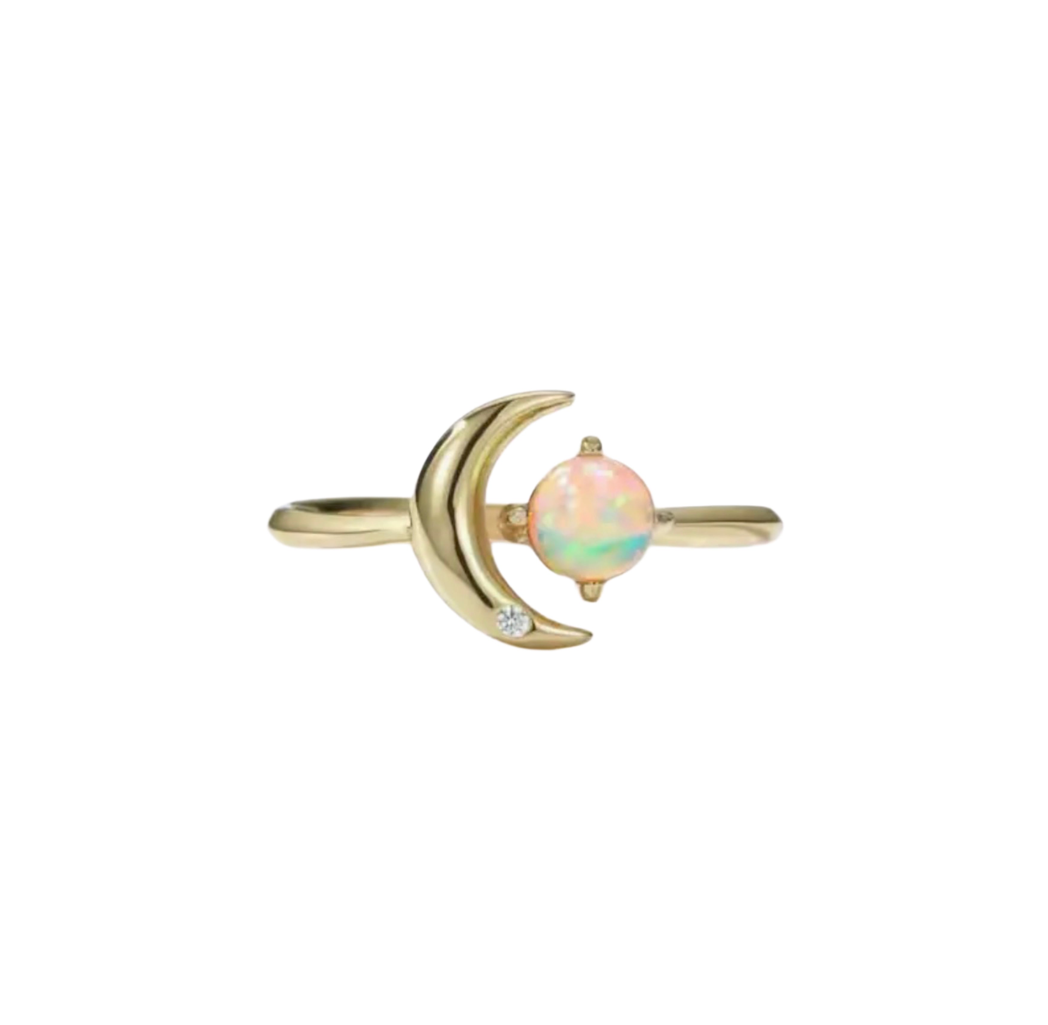 Opal Star & Moon Gold Ring