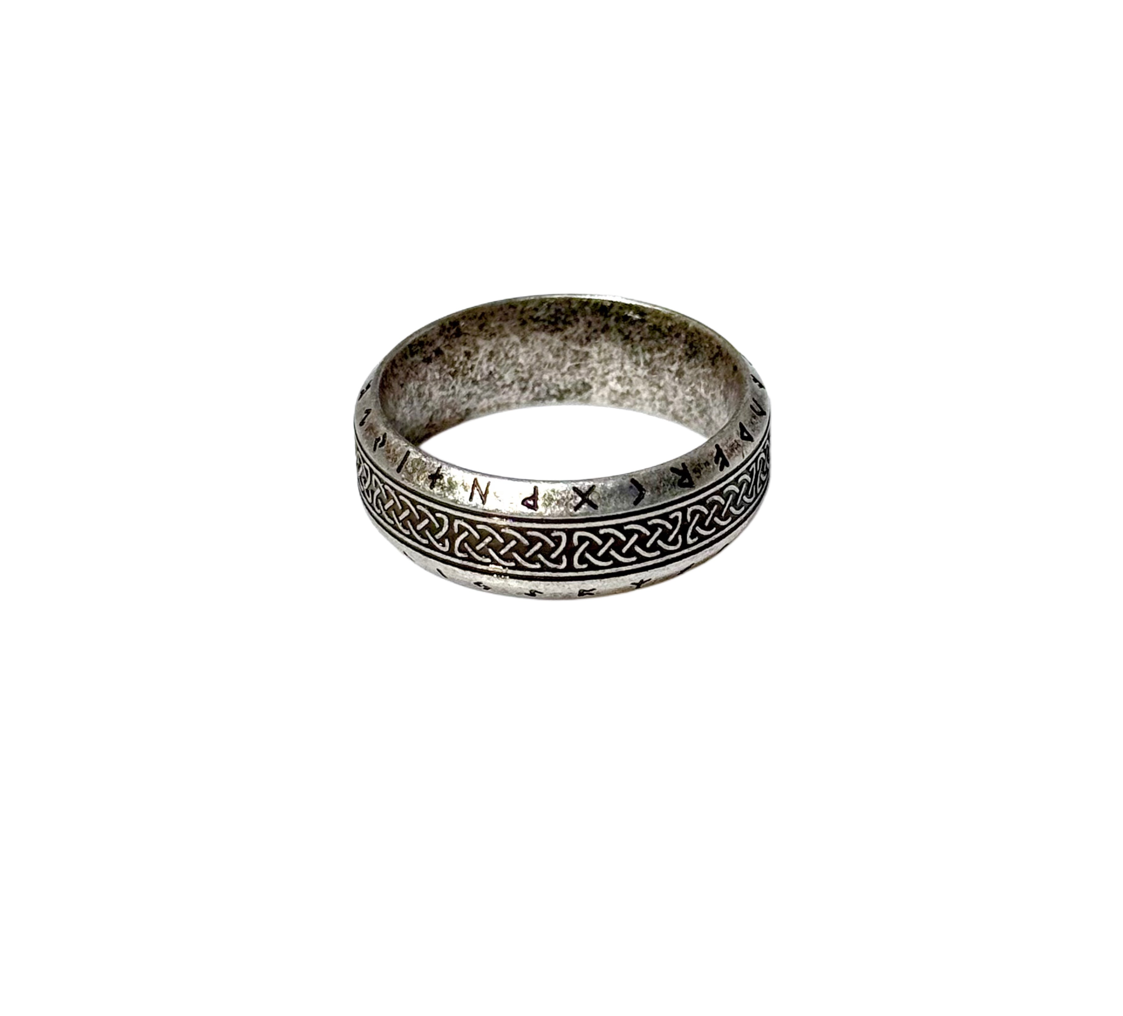 Ancient Silver Viking Rune Celtic Knot Ring image 1