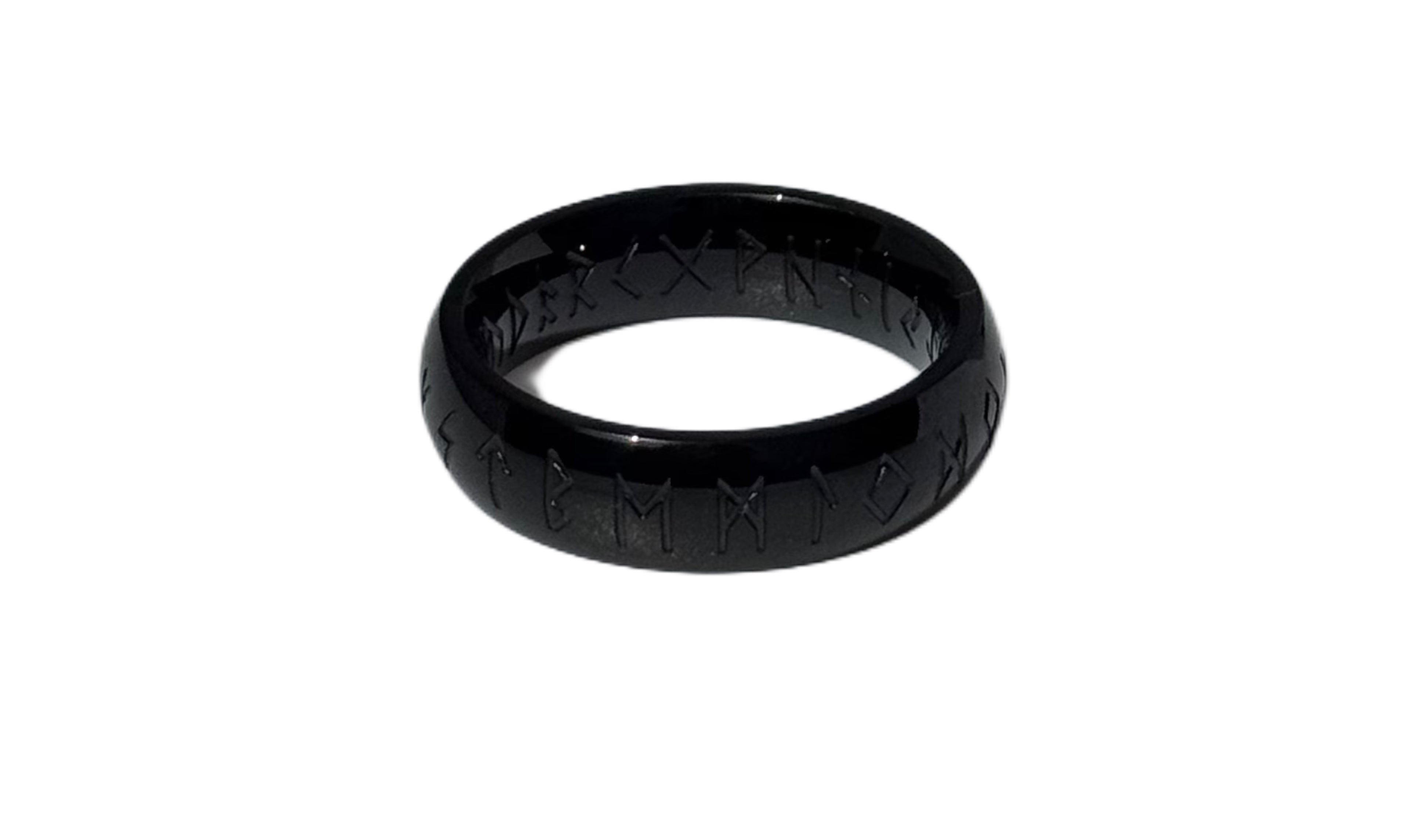 Black Vintage Viking Text Luxen Rune Ring image 0