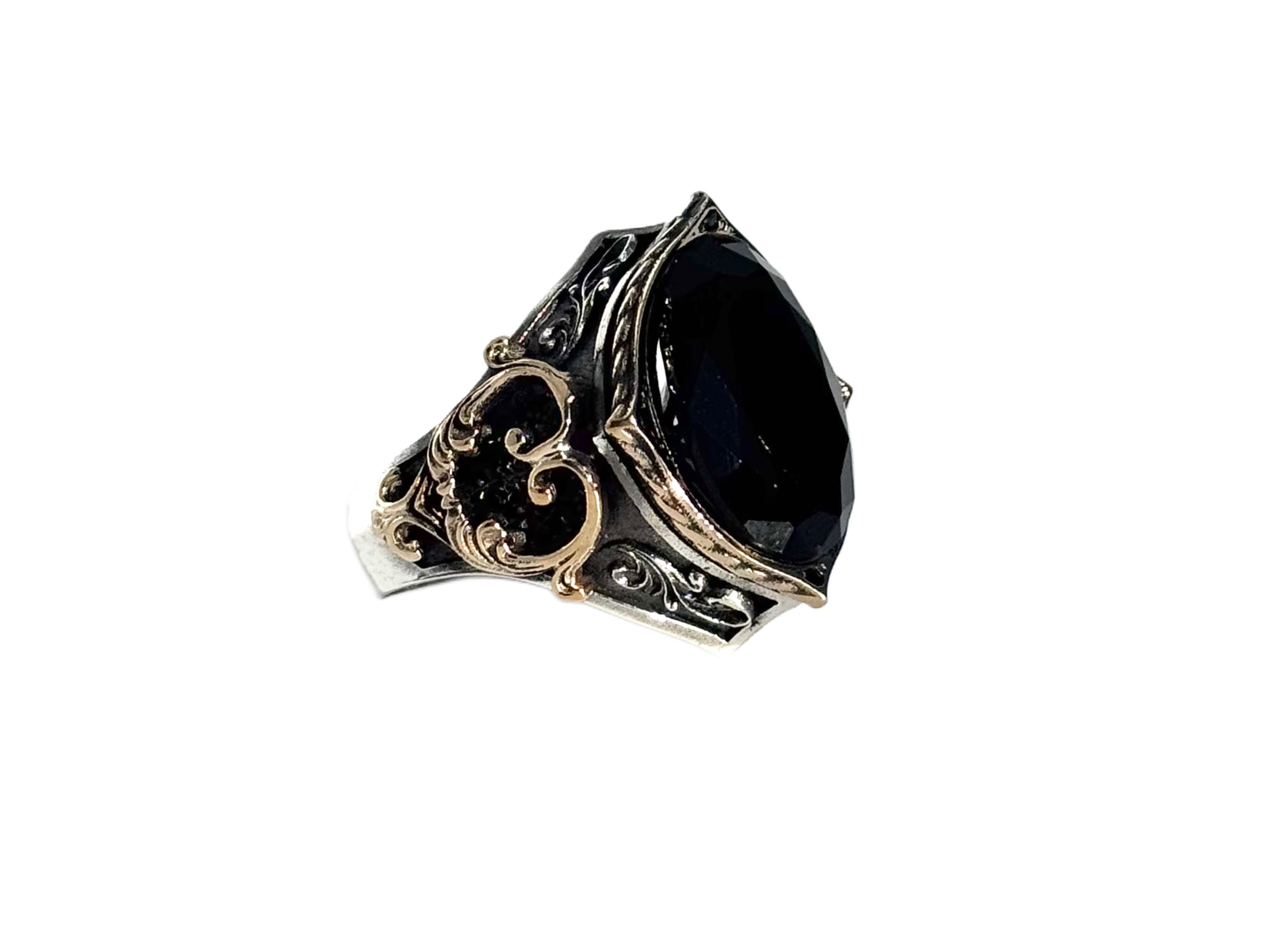 Men’s Black Crystal Signet Ring