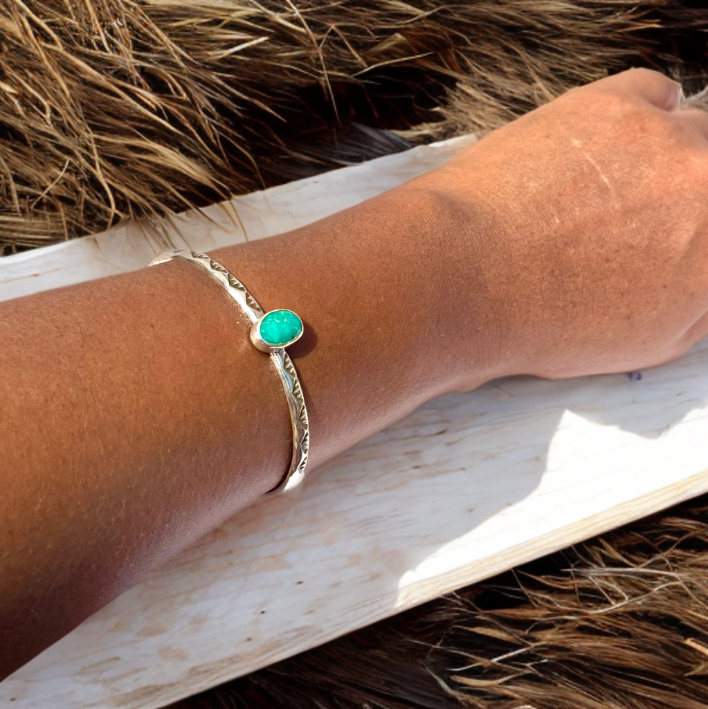 Hand Stamped Turquoise Cuff image 6