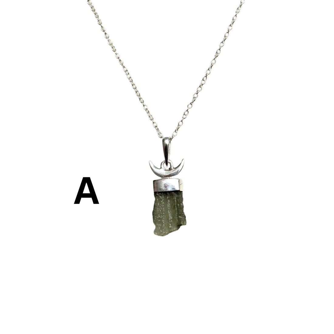 Moldavite Moon Necklace