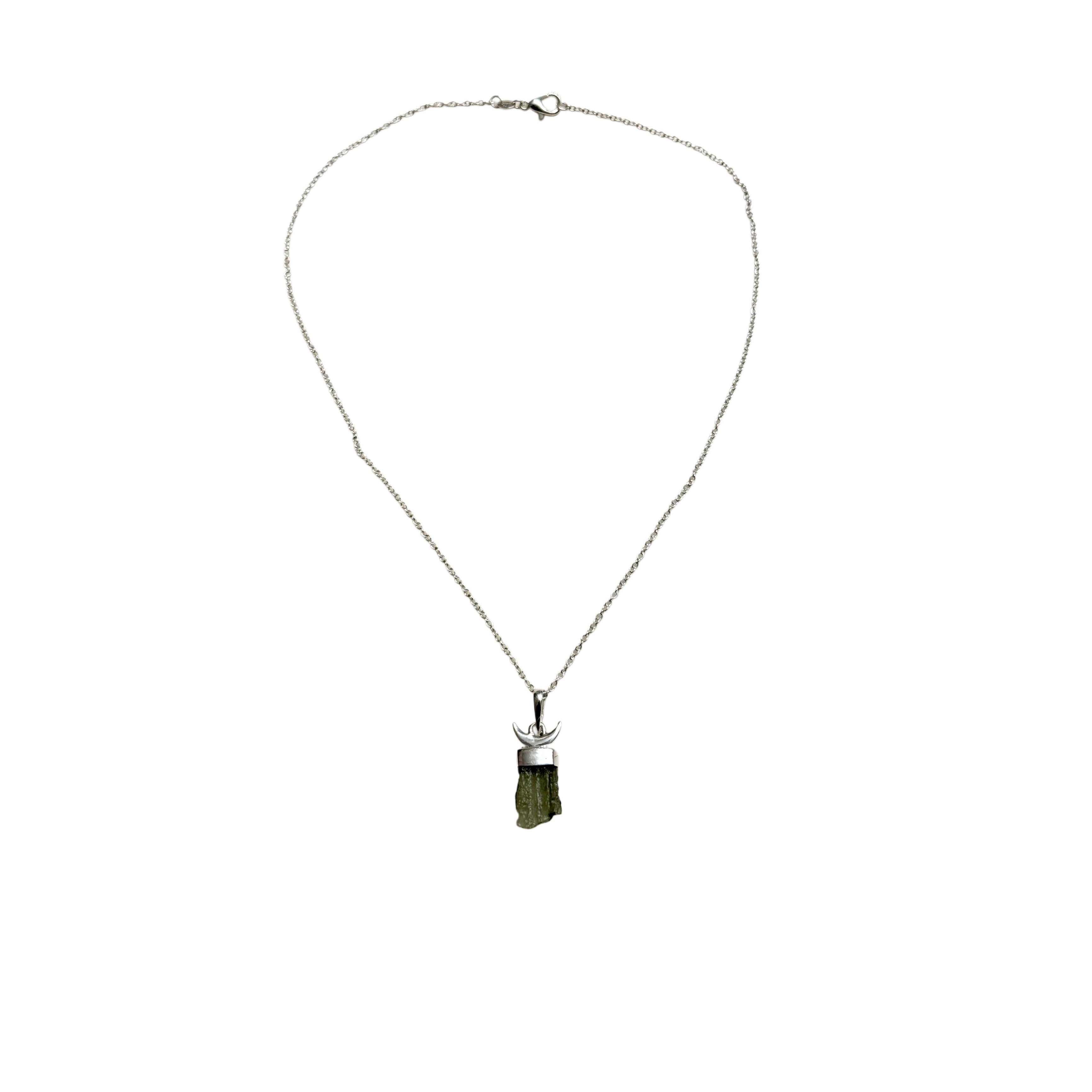 Moldavite Moon Necklace