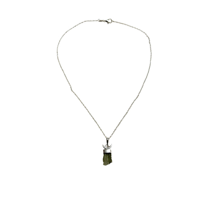 Moldavite Moon Necklace