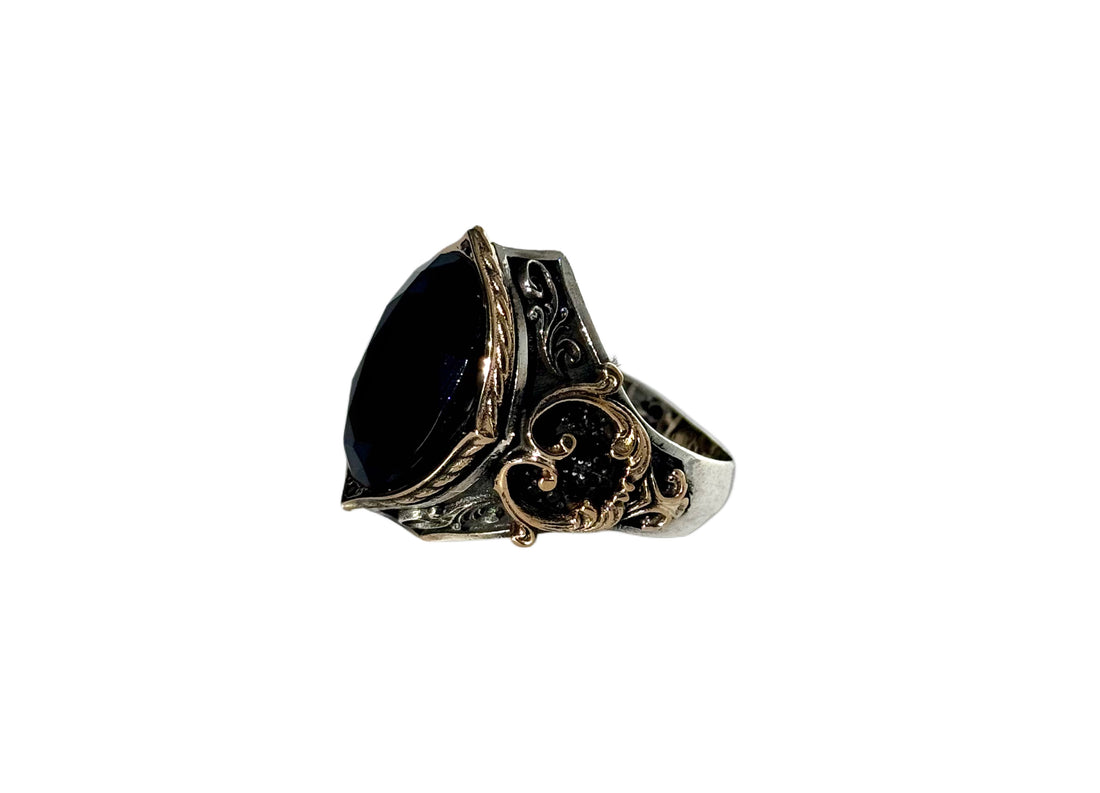 Men’s Black Crystal Signet Ring