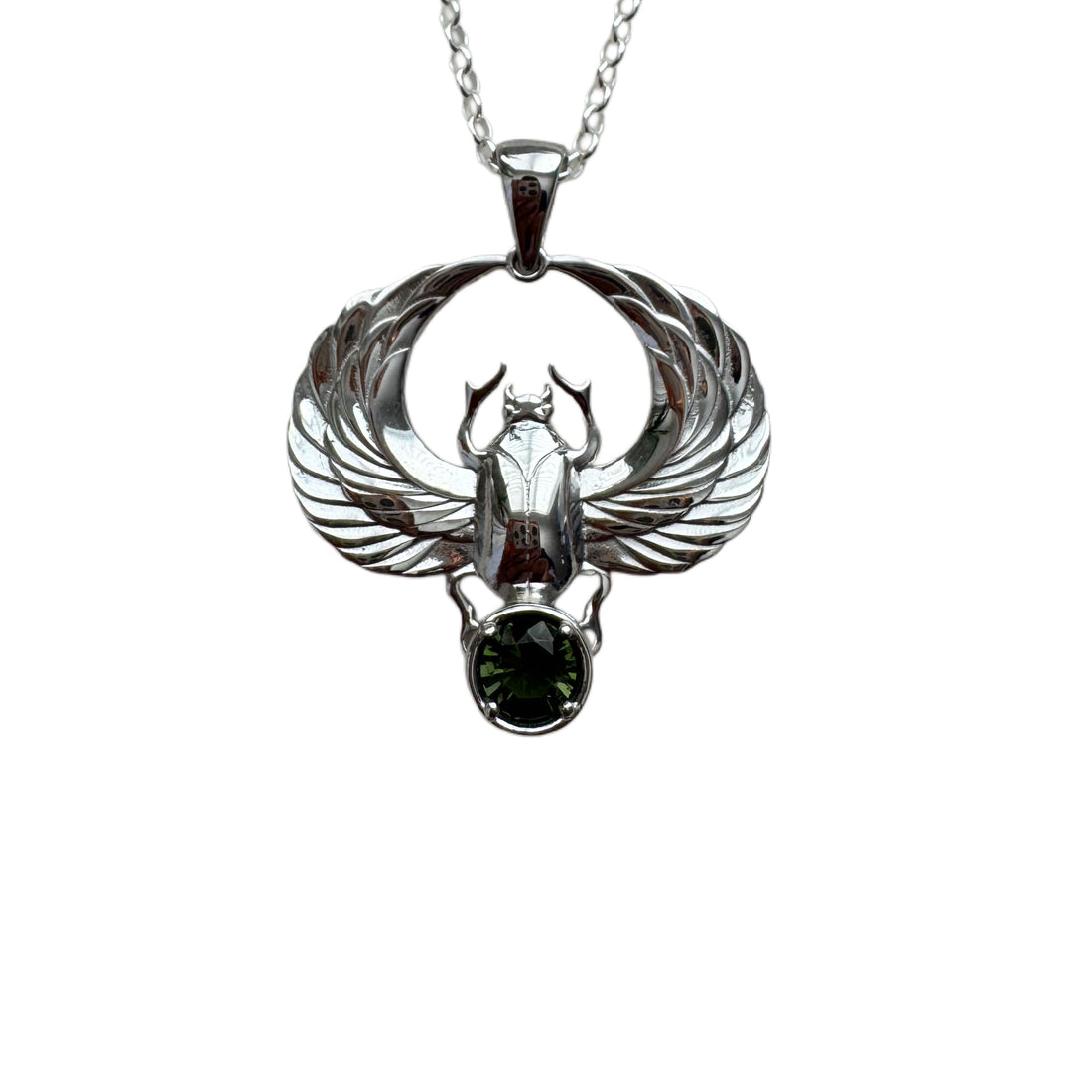 Moldavite Scarab Amulet Necklace