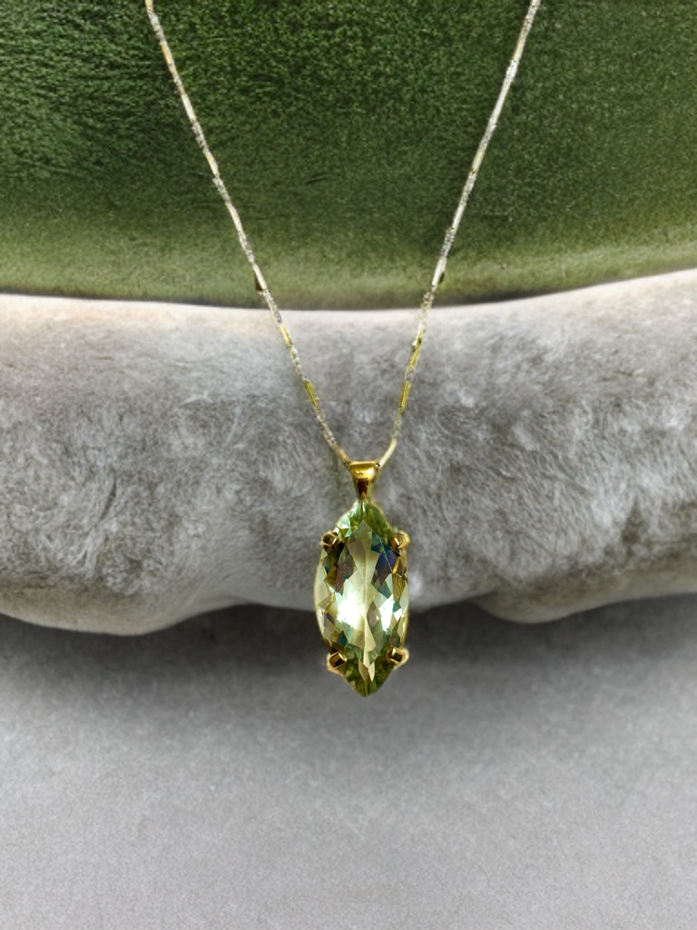 Verdant Crown Green Amethyst Pendant