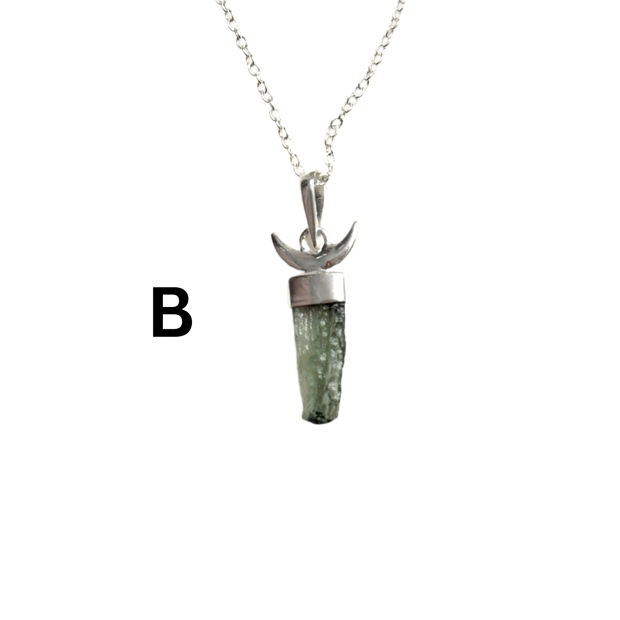 Moldavite Moon Necklace