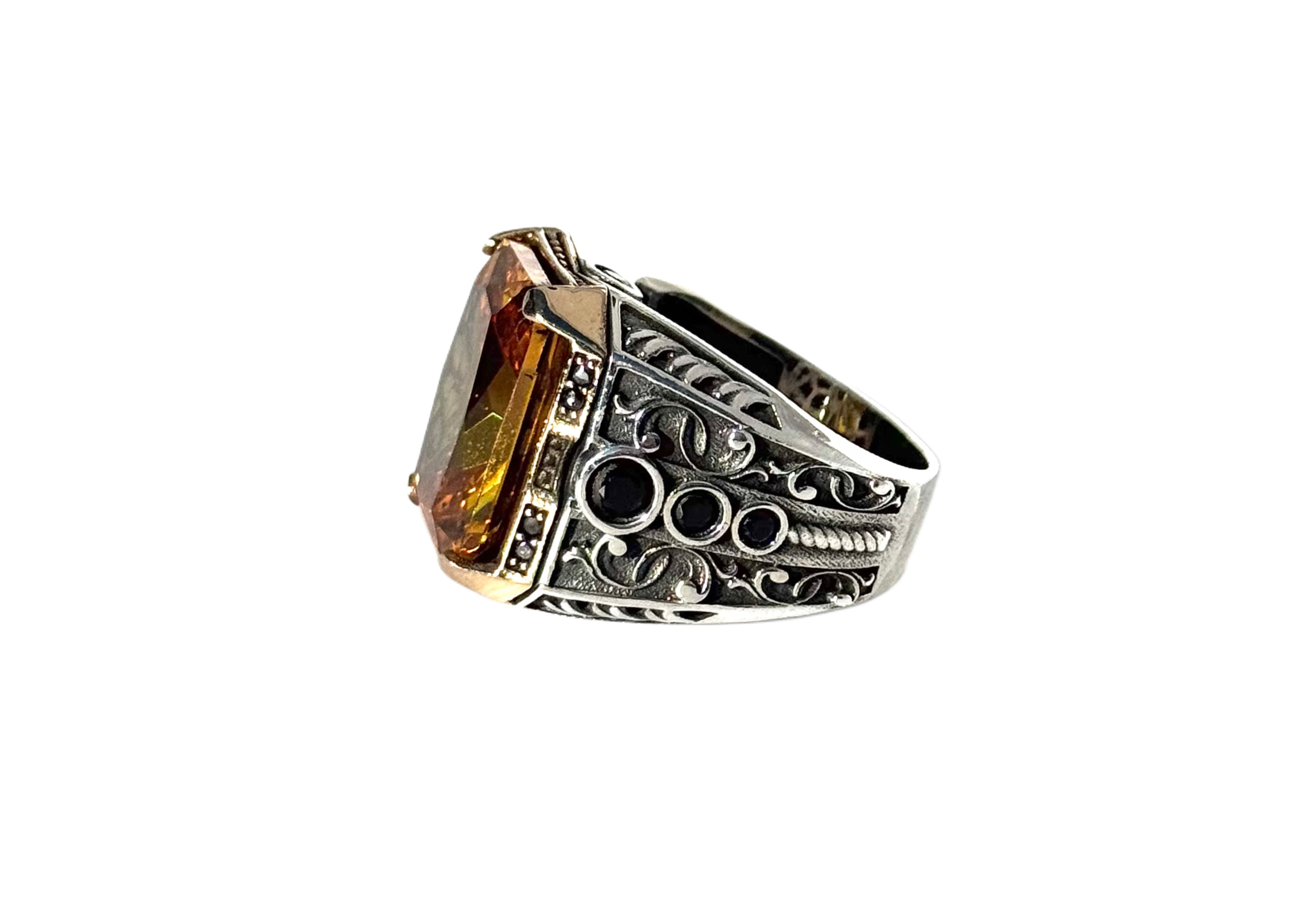 Emerald-Cut Citrine Ring