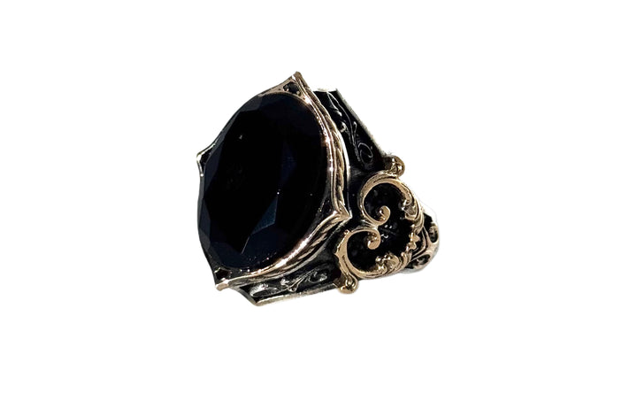 Men’s Black Crystal Signet Ring