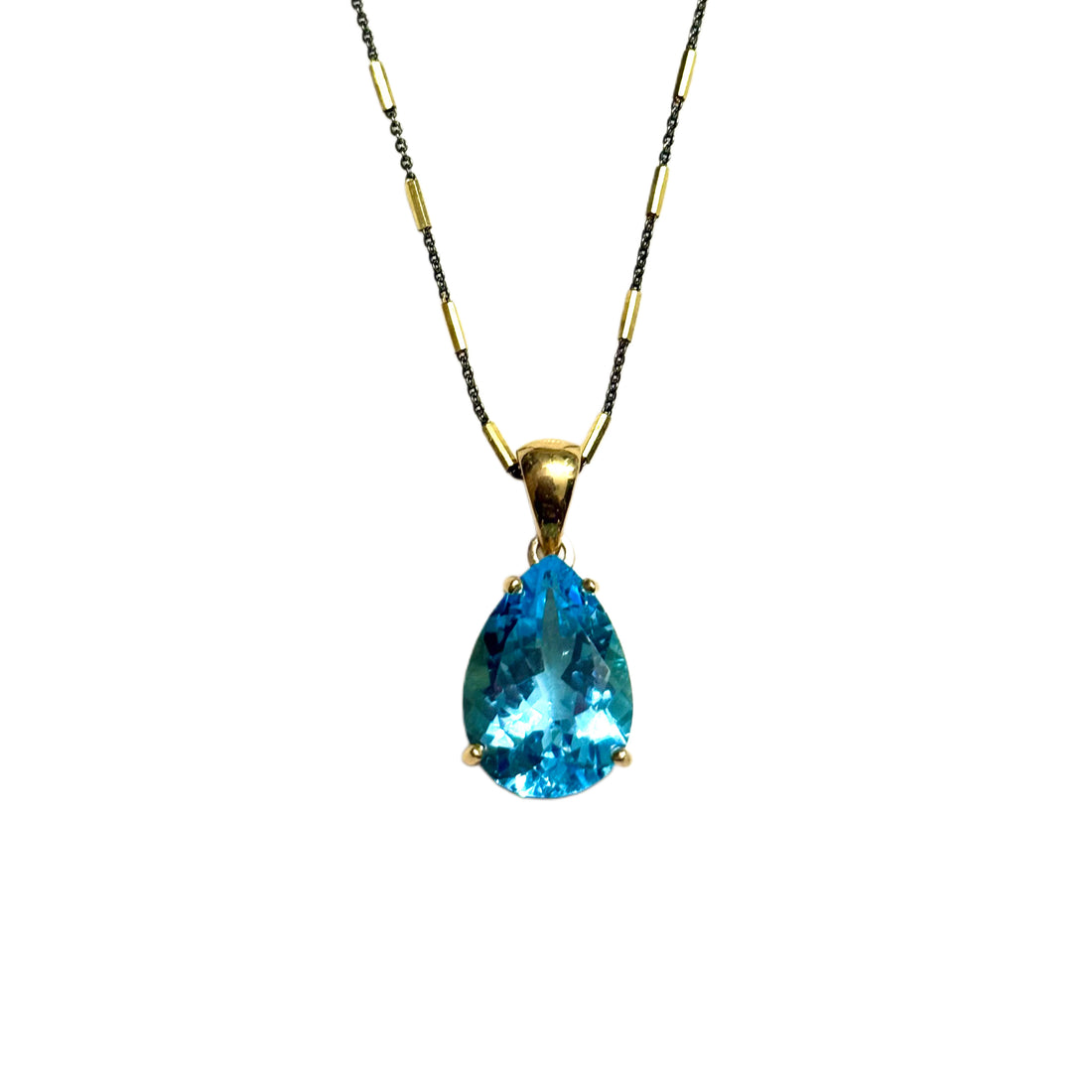 Ocean Light Blue Topaz Pendant (Blk Rhodium)