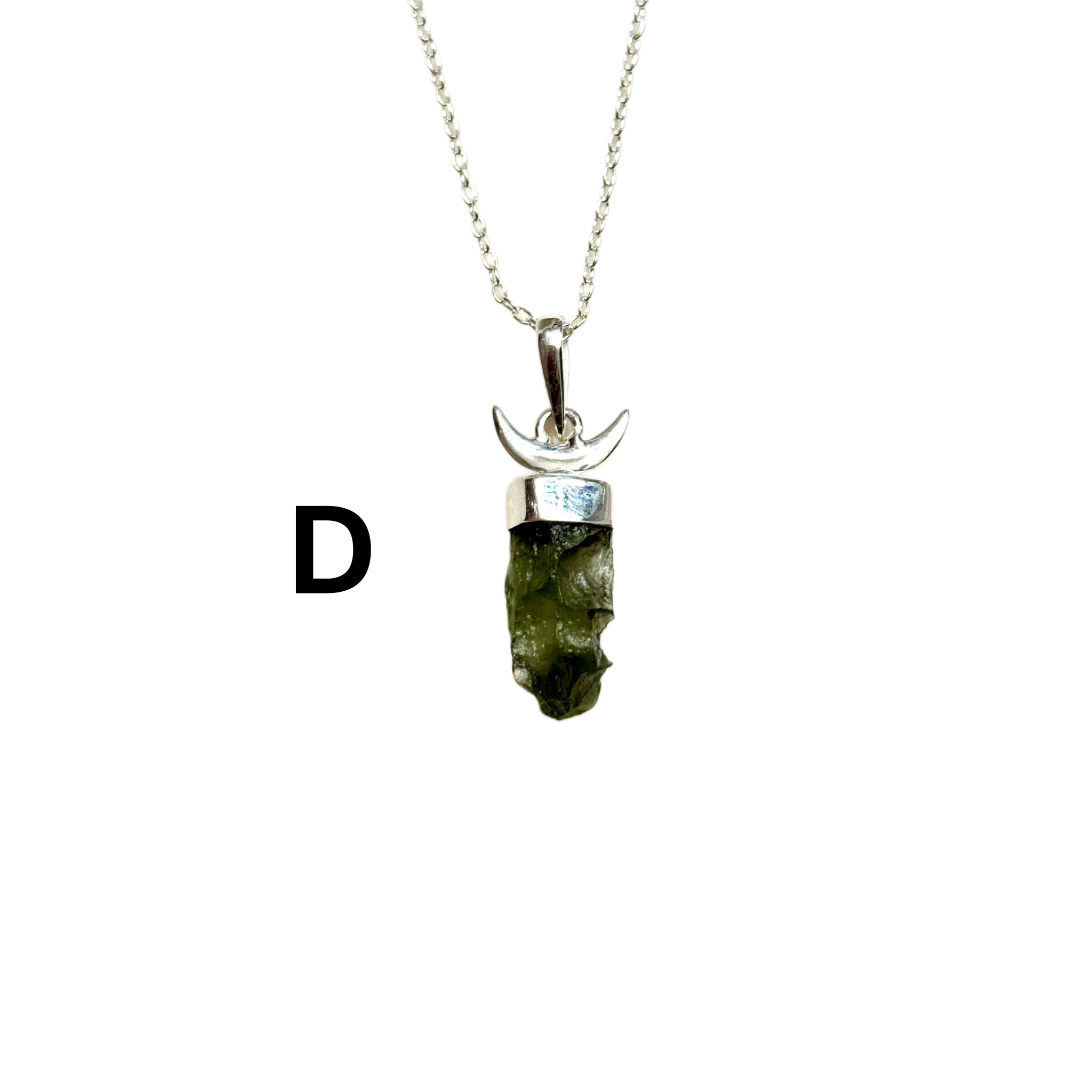 Moldavite Moon Necklace