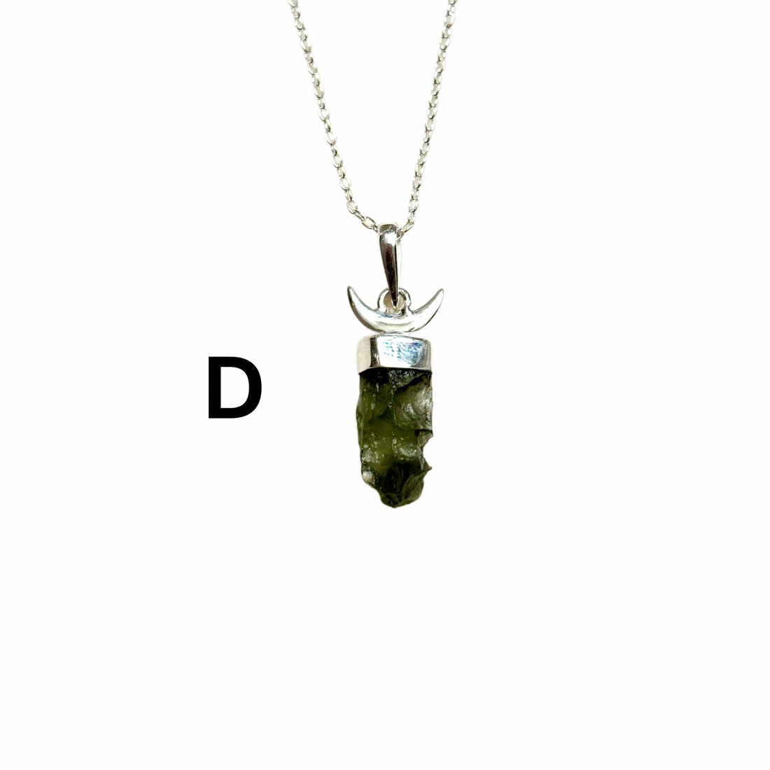 Moldavite Moon Necklace