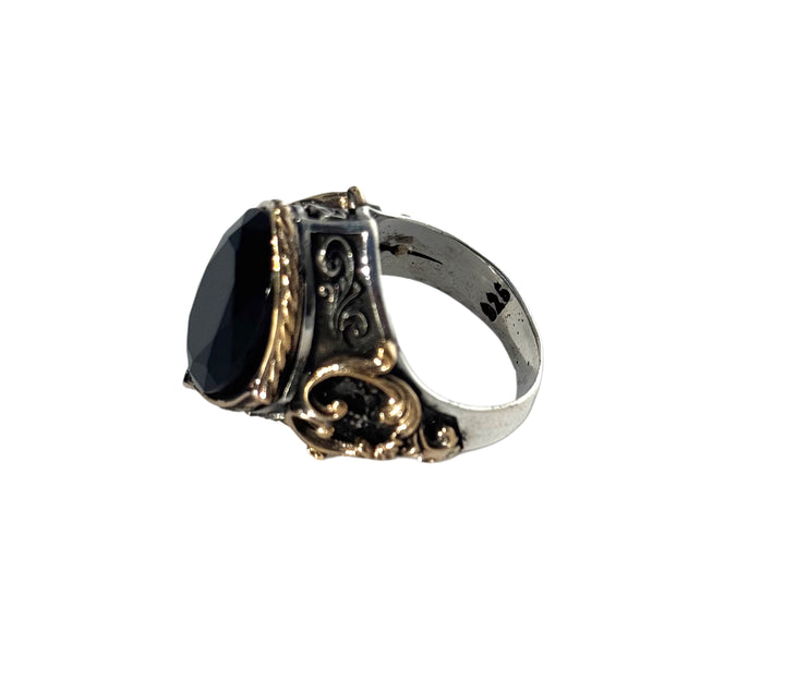 Men’s Black Crystal Signet Ring