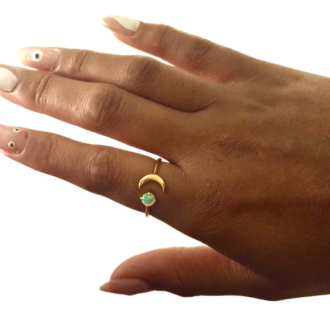 Opal Star & Moon Gold Ring