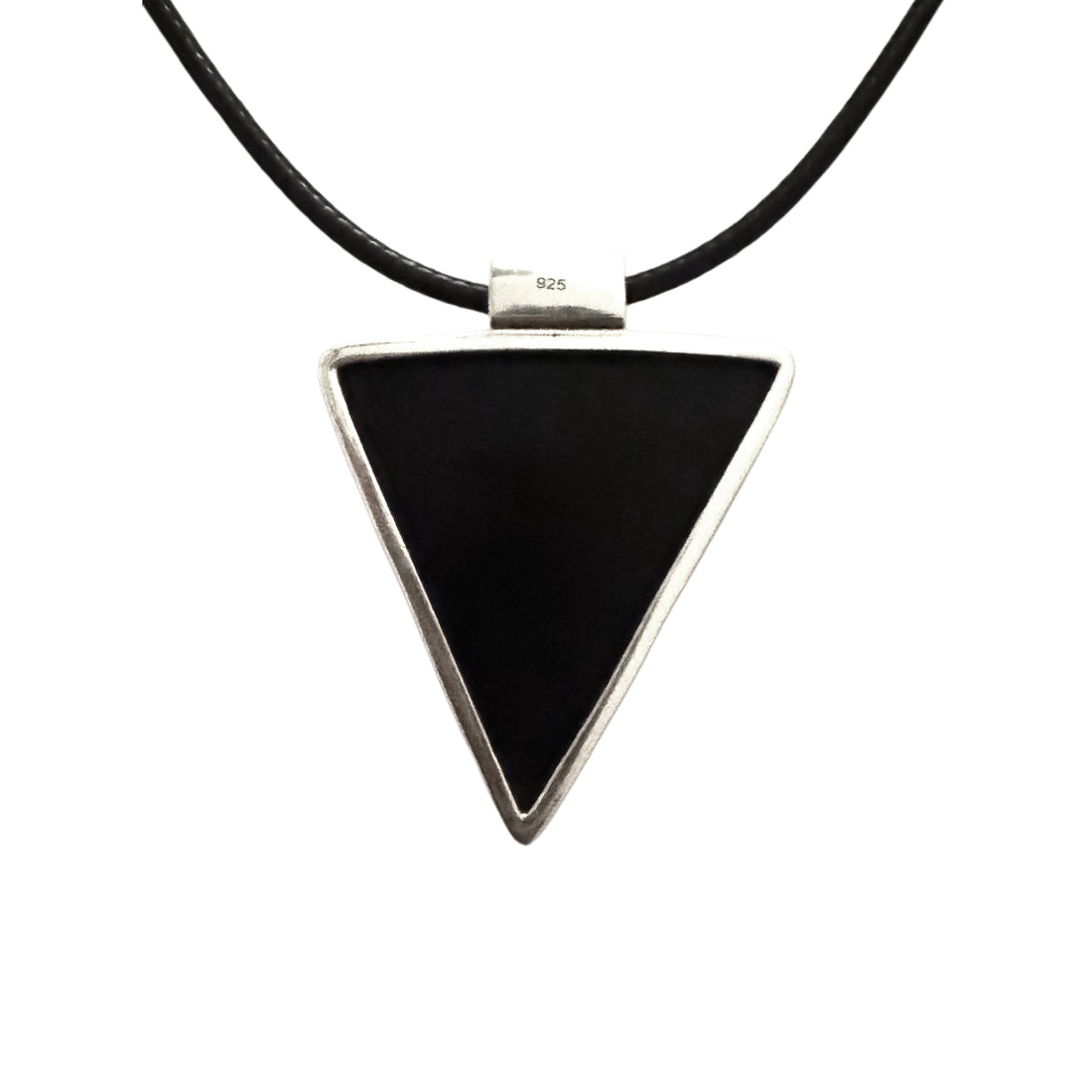 Obsidian Flower of Life Triangle Necklace