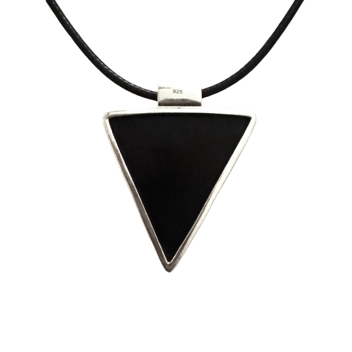 Obsidian Flower of Life Triangle Necklace