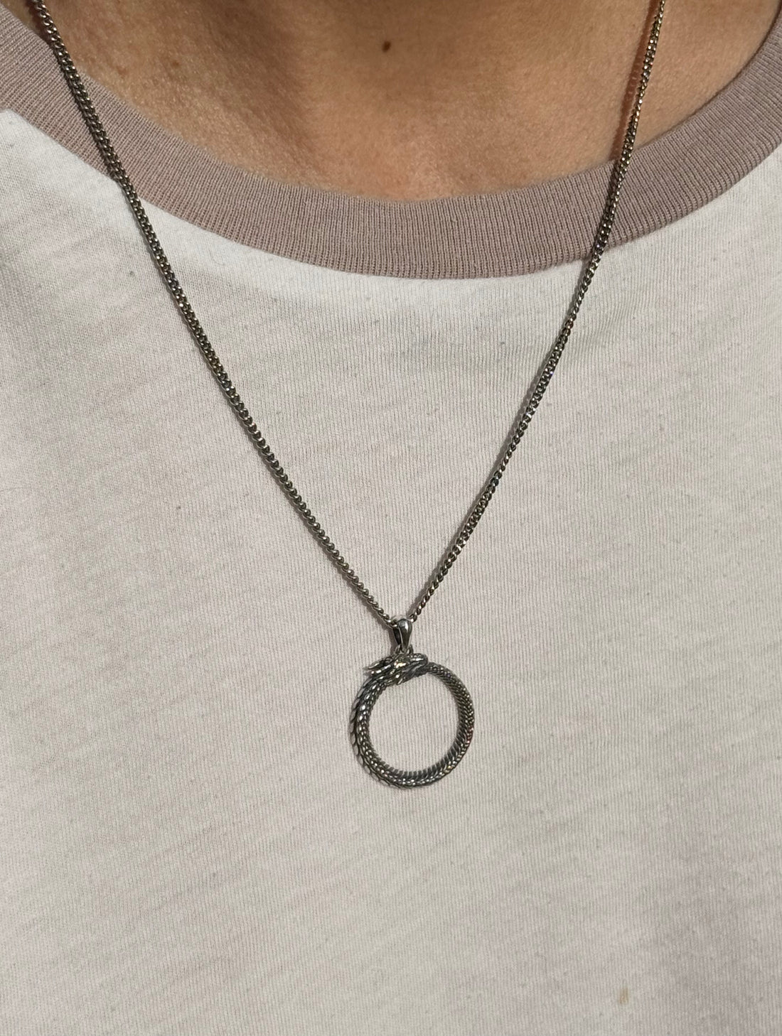 Sterling Silver Dragon Ouroboros Necklace