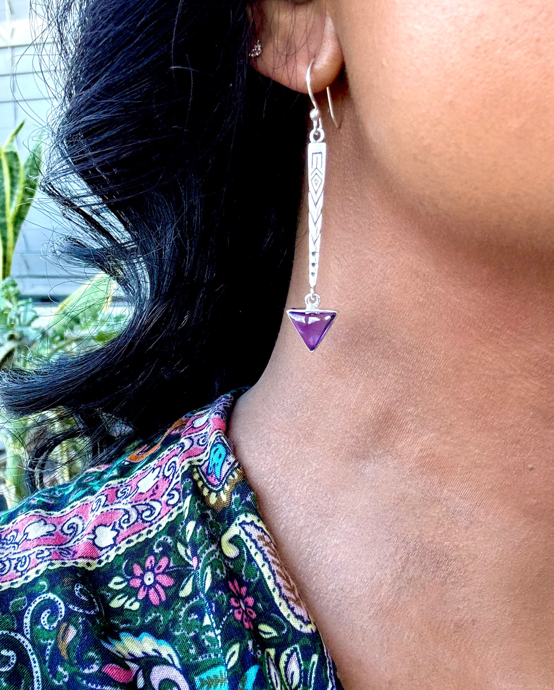 Tara Goddess Amethyst Earrings