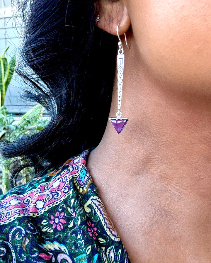 Tara Goddess Amethyst Earrings