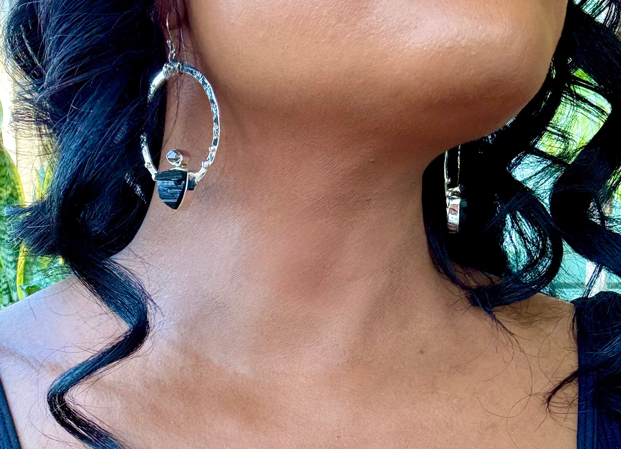 Black Tourmaline & Herkimer Diamond Super Power Tribe Earrings