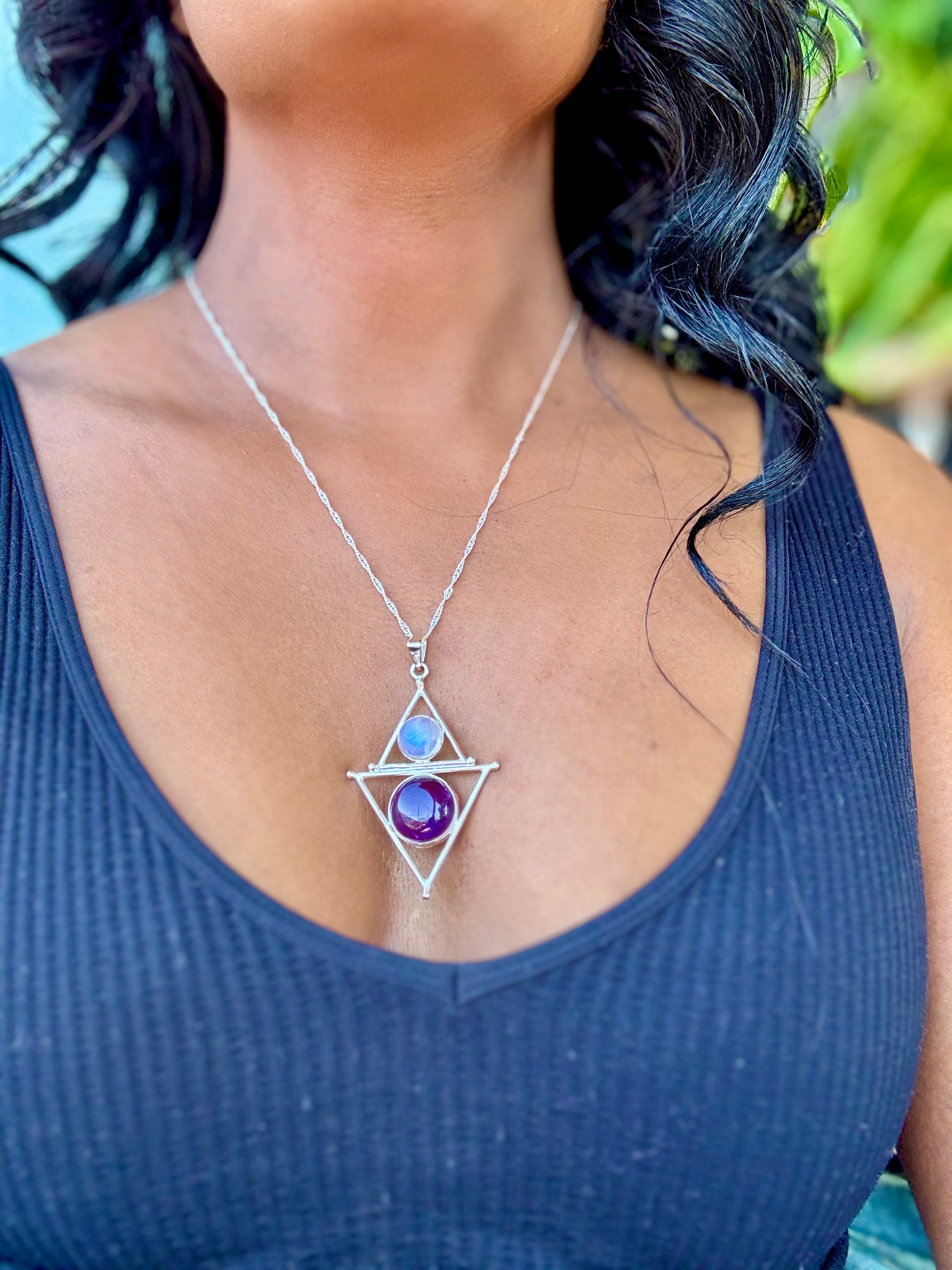 Mystic Element Necklace- Insightful Amethyst & Moonstone