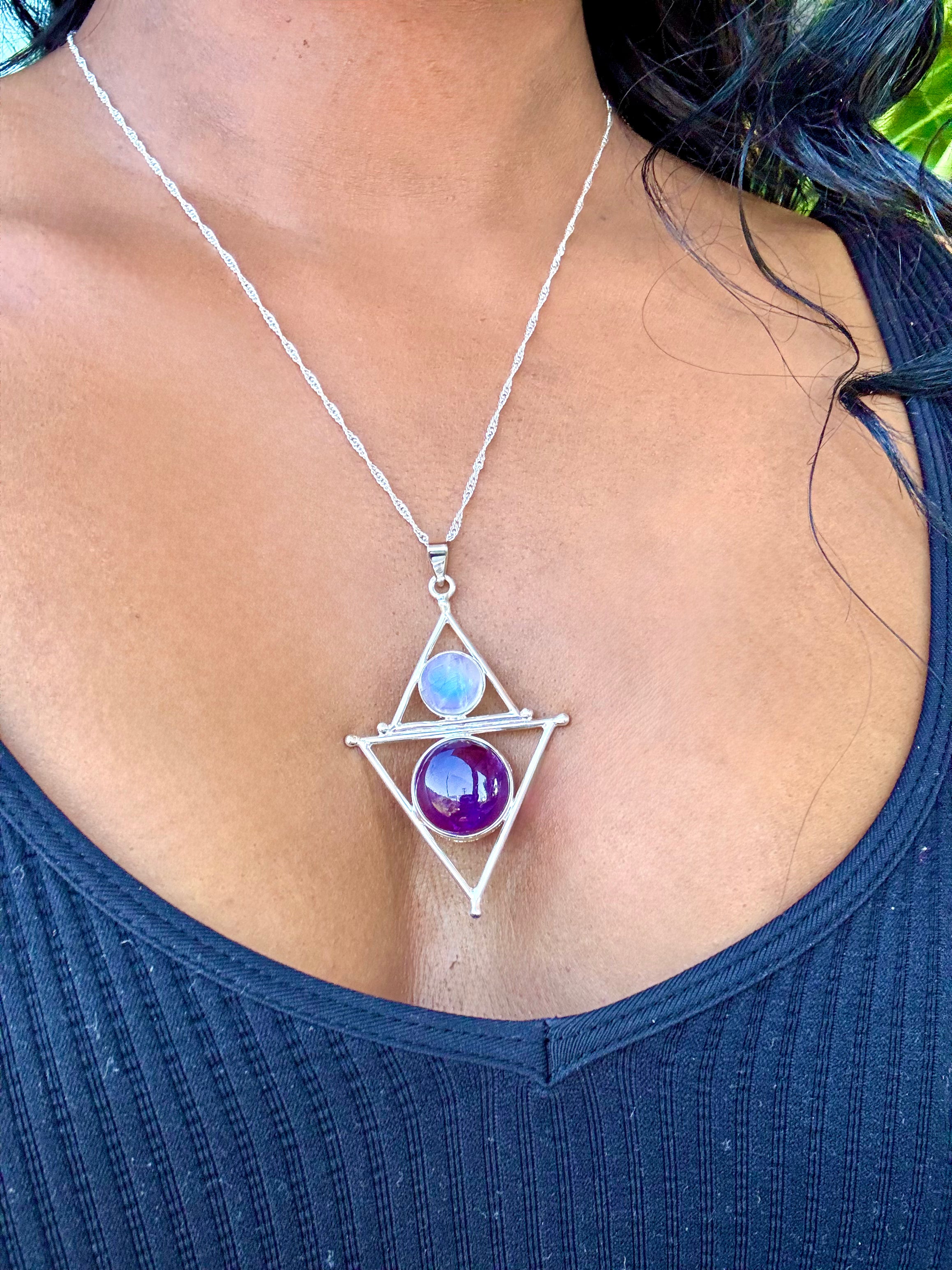 Mystic Element Necklace- Insightful Amethyst & Moonstone