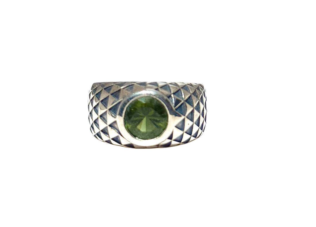 Men's Moldavite Sunflower Ring