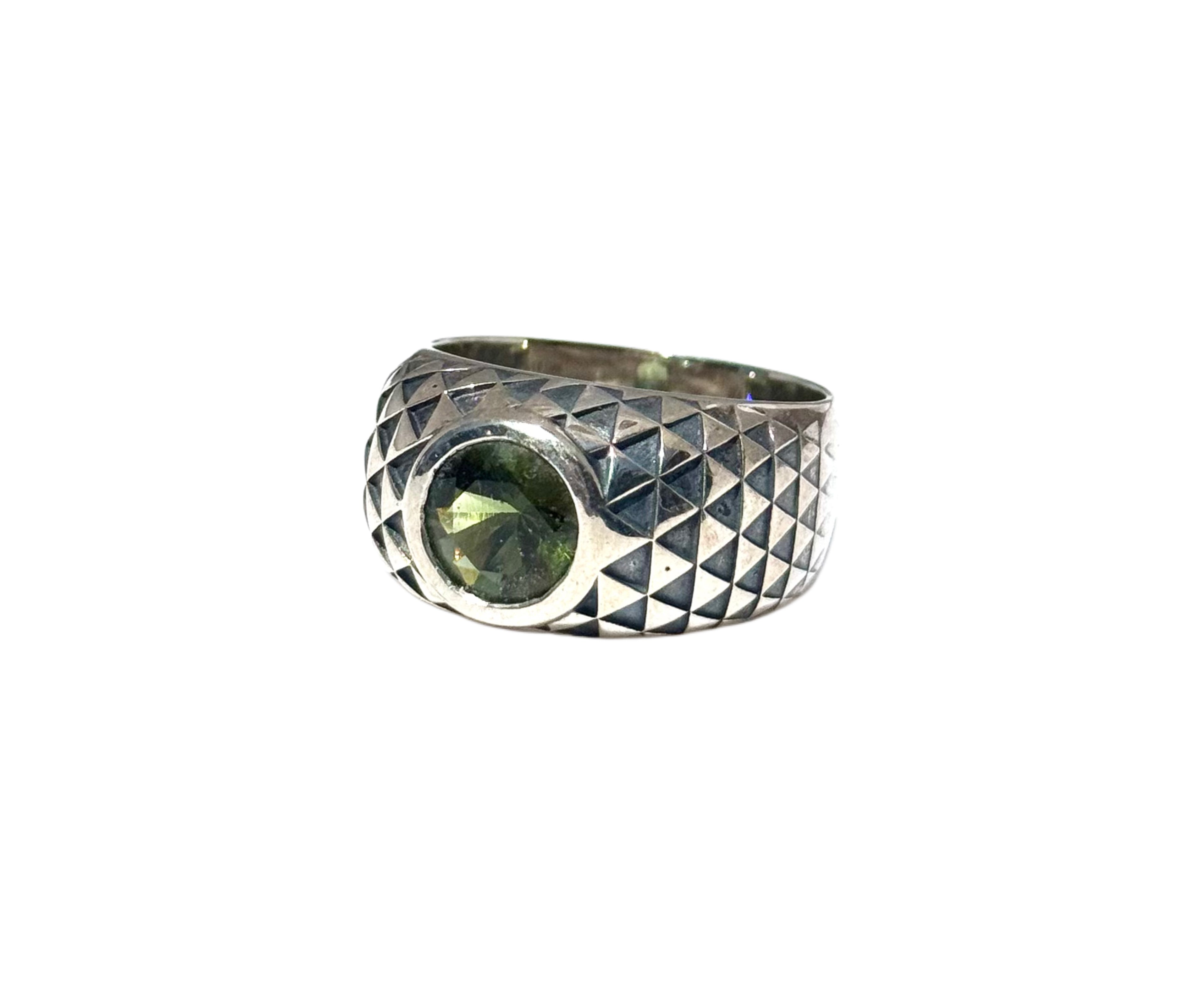 Men's Moldavite Sunflower Ring
