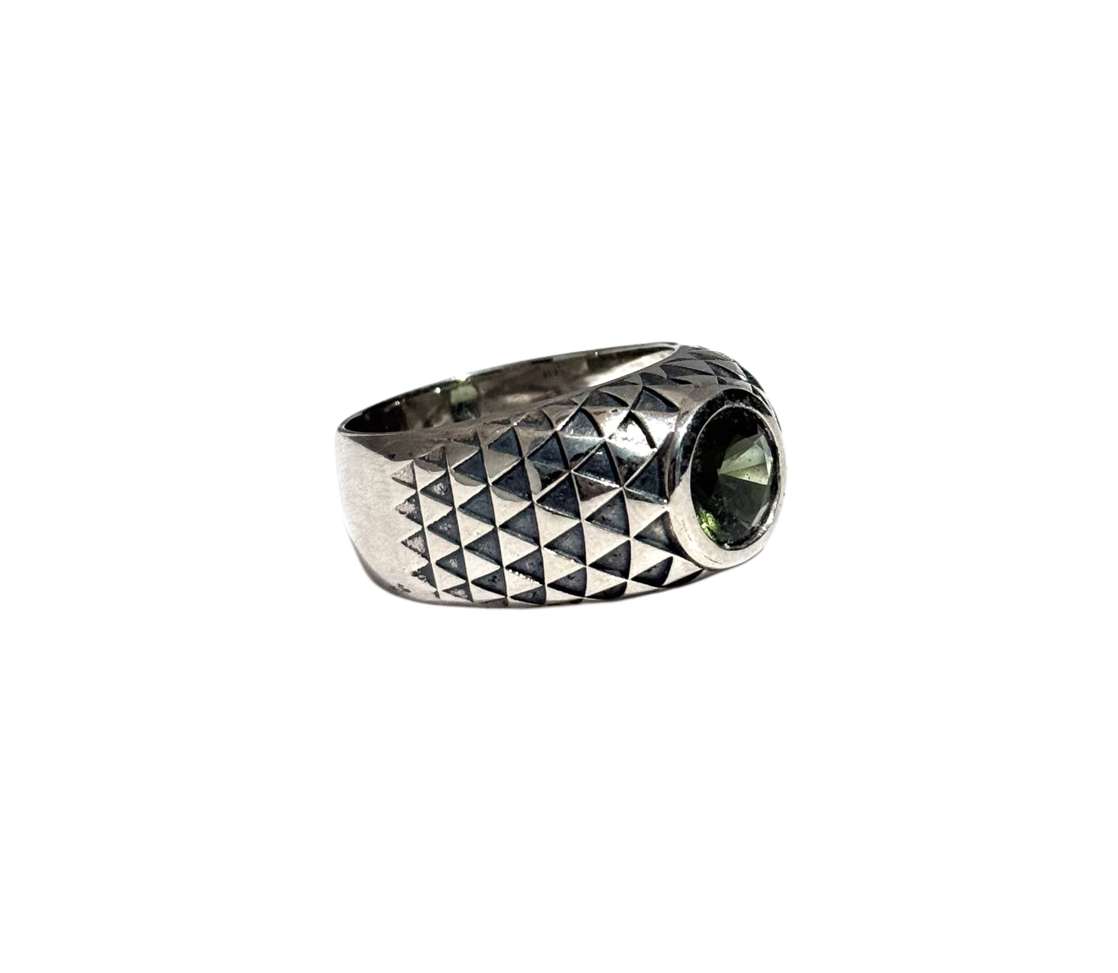Men's Moldavite Sunflower Ring