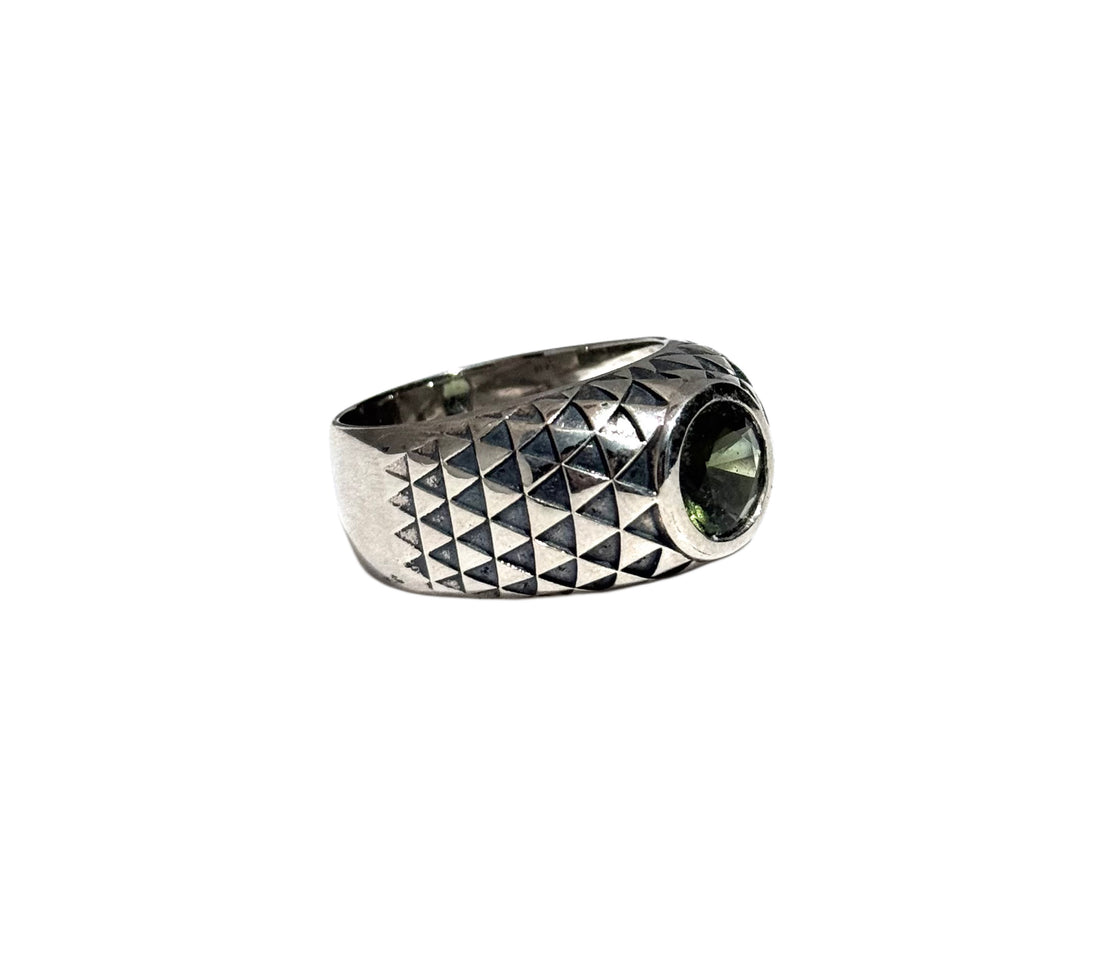 Men's Moldavite Sunflower Ring