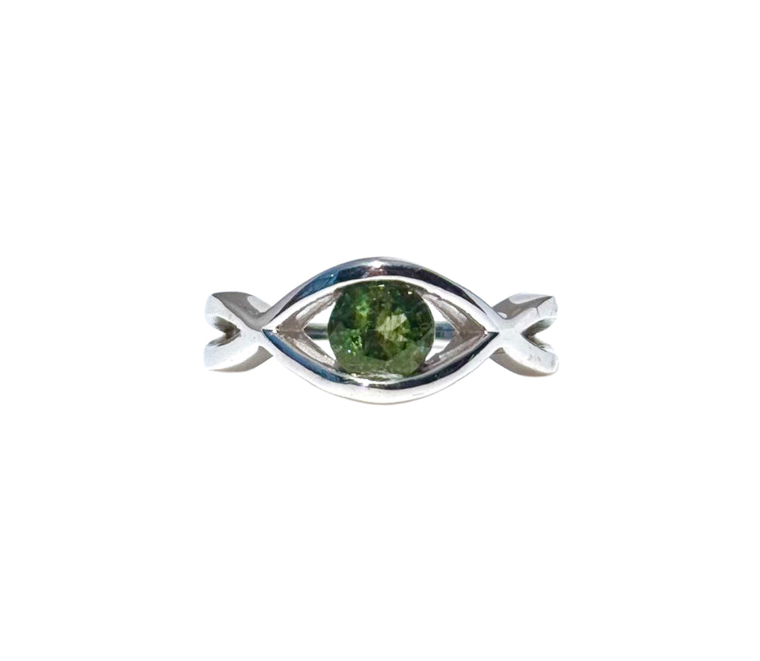 Moldavite Eye Ring