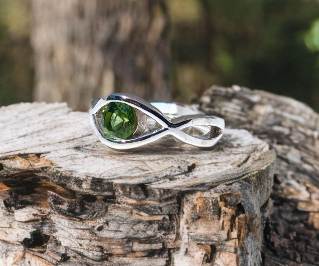 Moldavite Eye Ring