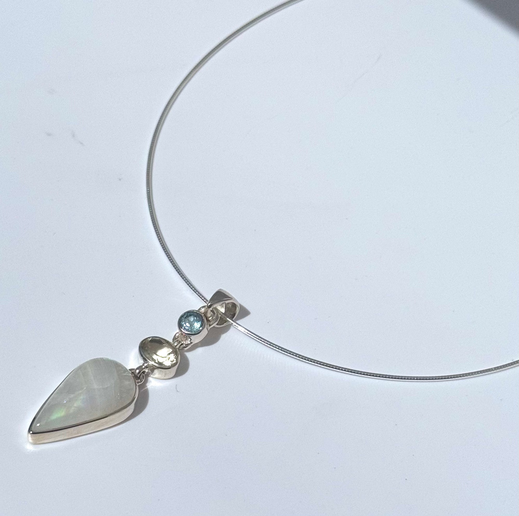 Moonstone Citrine & Blue Topaz Pendant Necklace