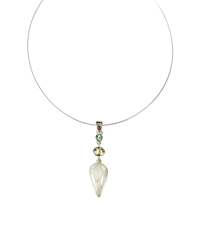 Moonstone Citrine & Blue Topaz Pendant Necklace