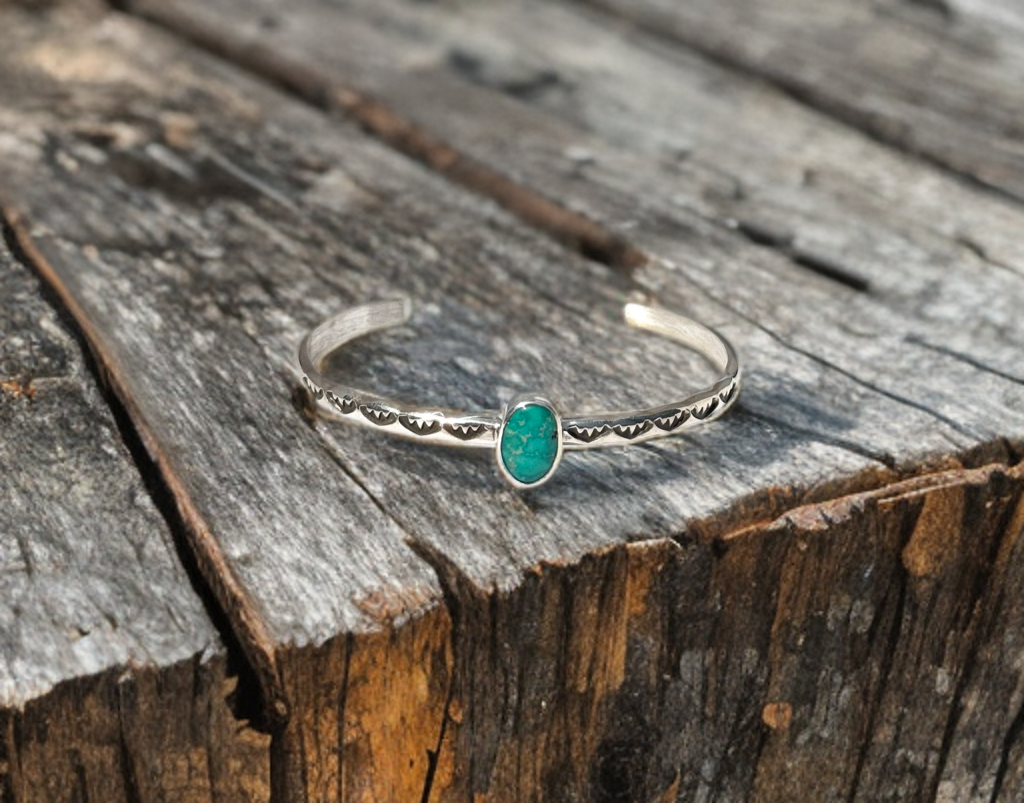 Hand Stamped Turquoise Cuff image 4