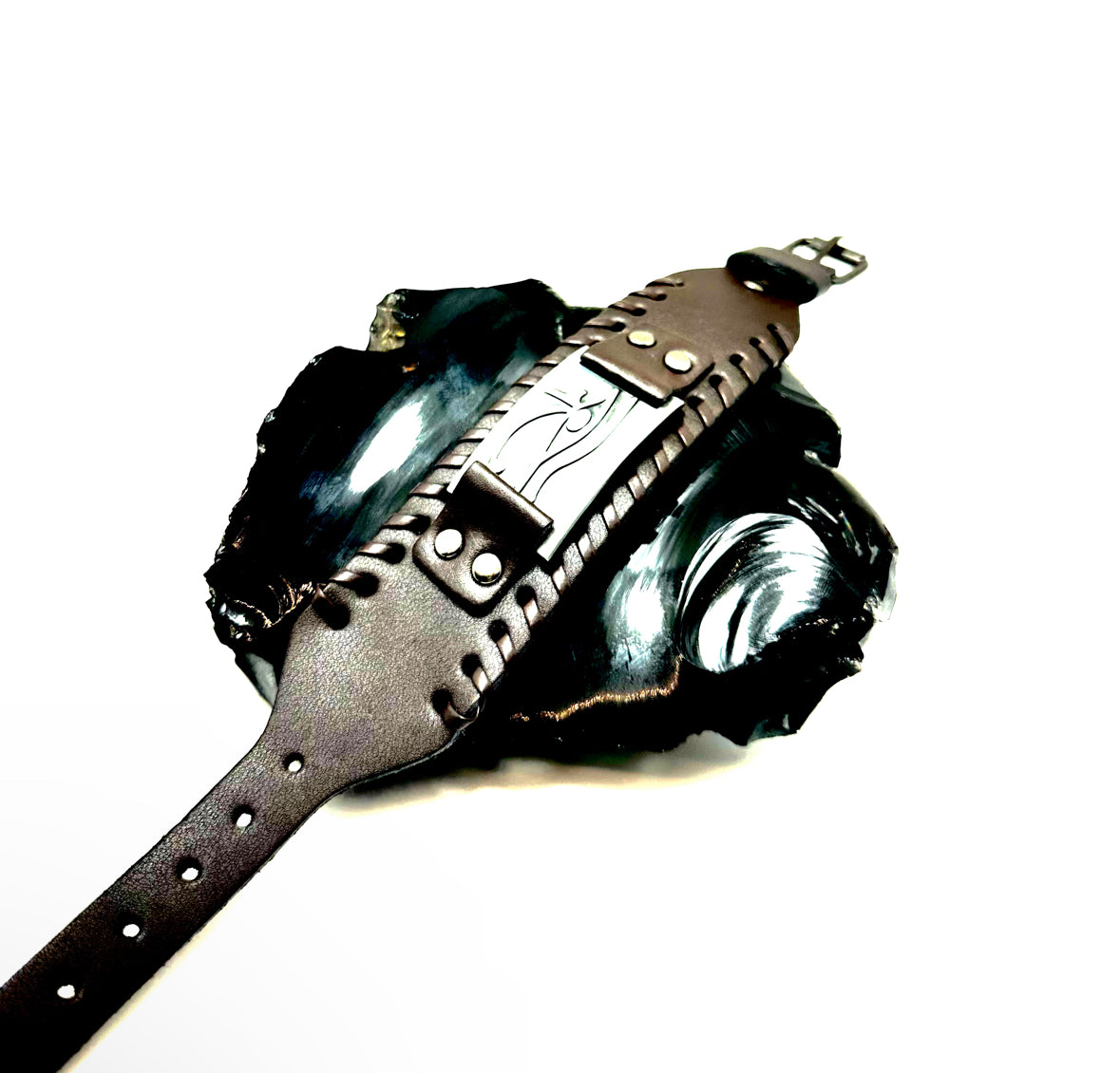 Eye of Horus Brown Silver Bracelet image 0