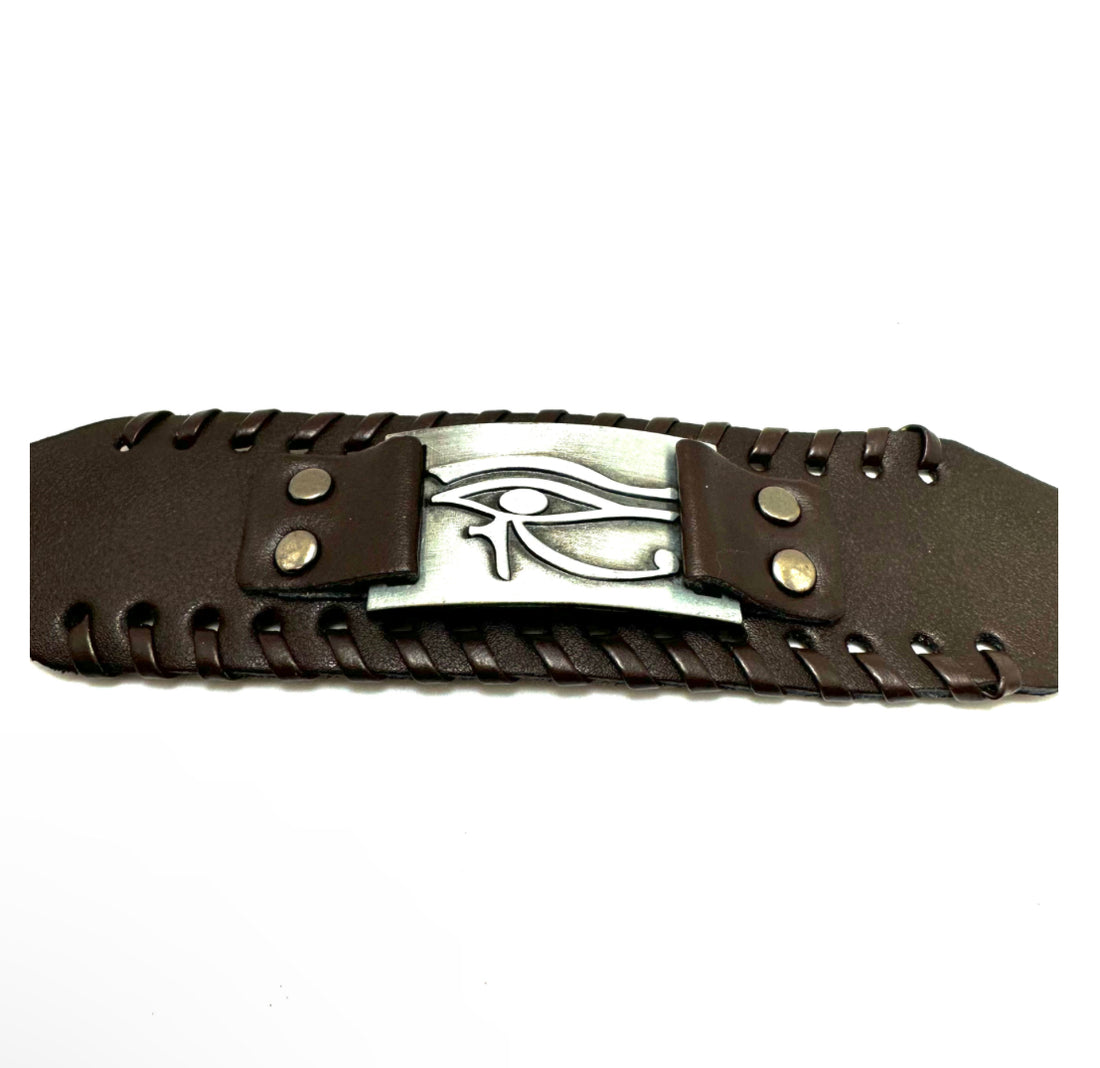 Eye of Horus Brown Silver Bracelet image 1
