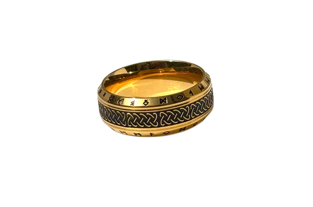 Gold Viking Rune Celtic Knot Ring image 1