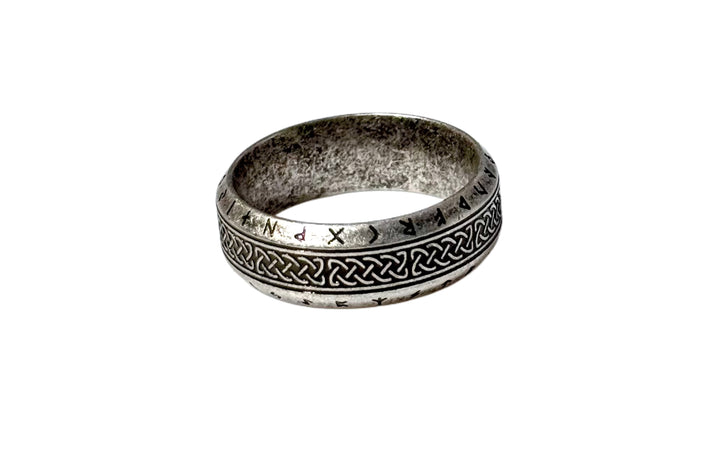 Ancient Silver Viking Rune Celtic Knot Ring image 0